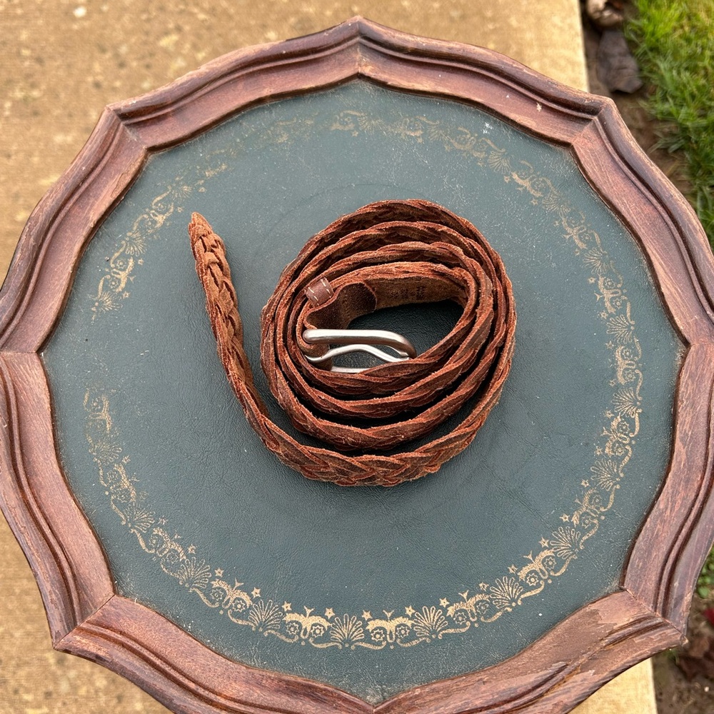 Braided Brown Leather Belt